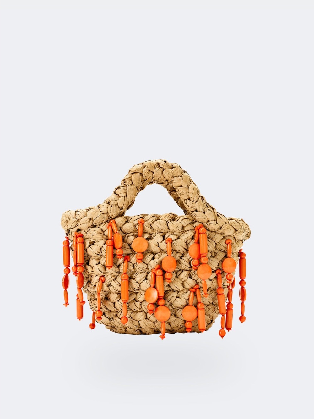 Simon Miller. NWT. ON SALE. 🌶️🌶️Orange Beaded/ Fringed Mercado Tote.Nat’l Straw. - Picture 4 of 8